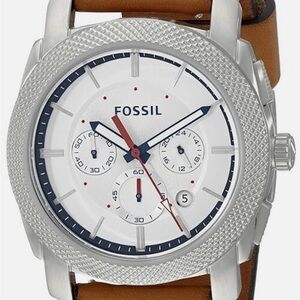 Fossil Silver Case Watch with leather Brown Strap